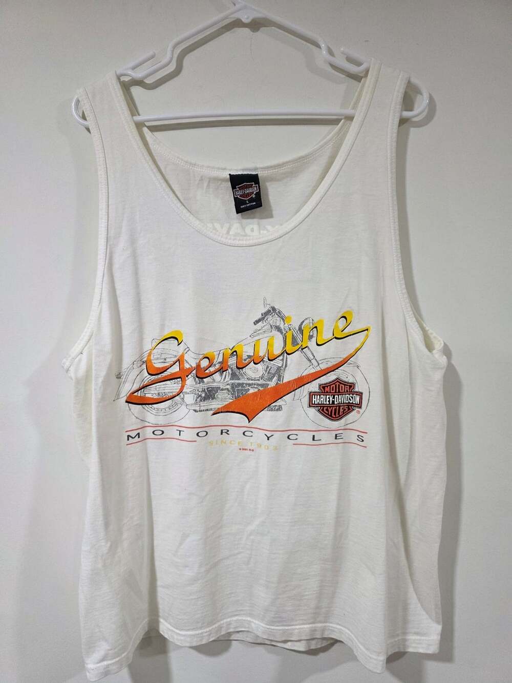 Harley Davidson Genuine Motorcycles White Tank Top Shirt